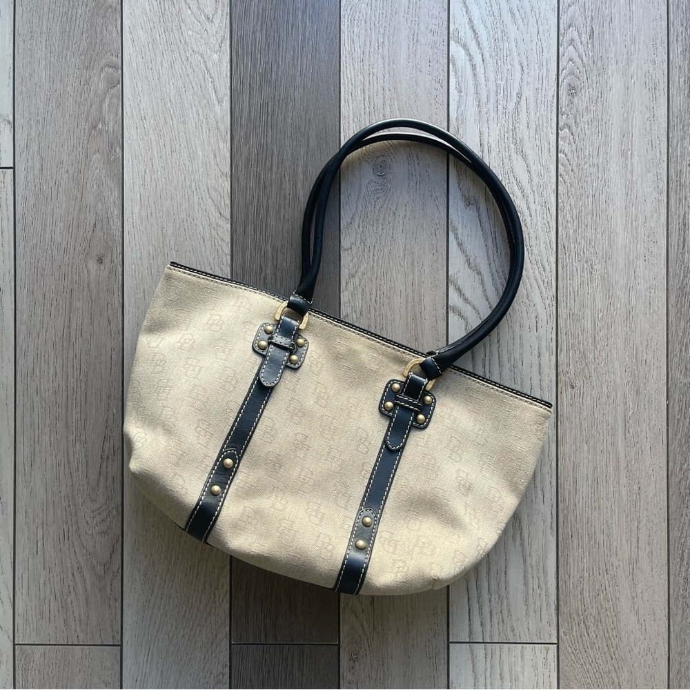 Dooney & Bourke Elegant Cream and Black Tote Bag